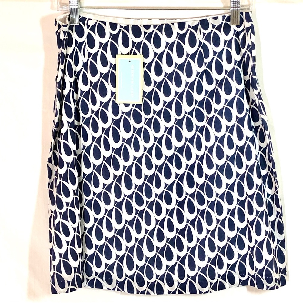 *3/$15 NWT Navy Blue & White Needham Lane Print Skirt 8